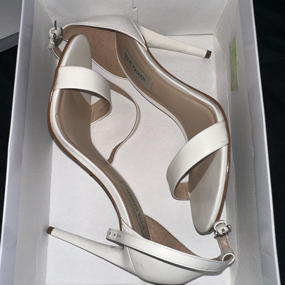 Steve Madden White Strappy Heels – Size 9.5 with Box